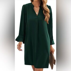 Elegant Wkior V Neck Long Sleeves Casual Green XL (14-16) Classic New #6
